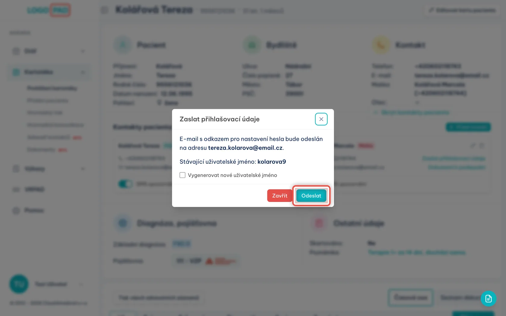 Snímek obrazovky ke kroku 4: Odešlete e-mail