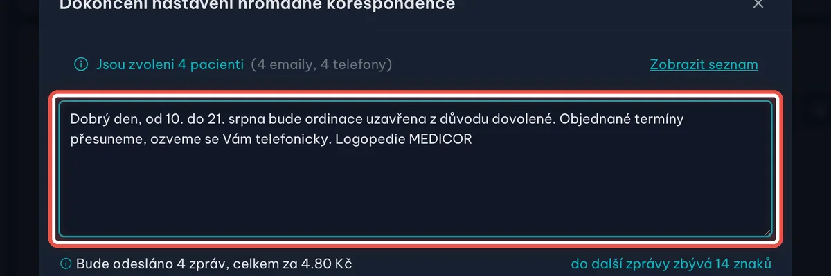 Detail — Napište text zprávy