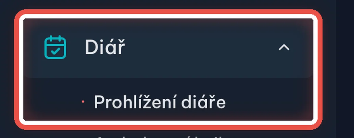 Zvětšený výřez — Otevřete diář