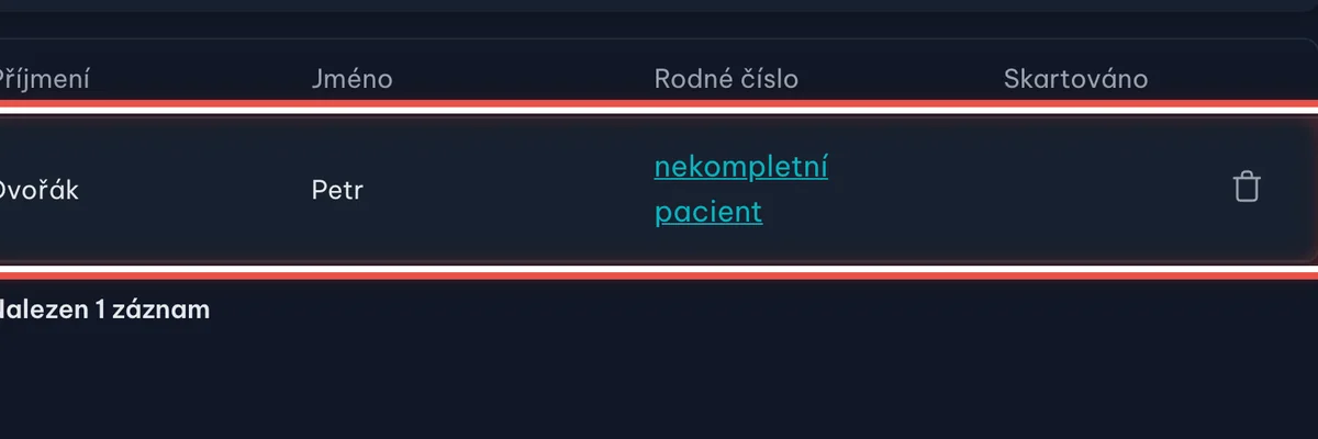 Detail — Doplňte údaje v kartotéce