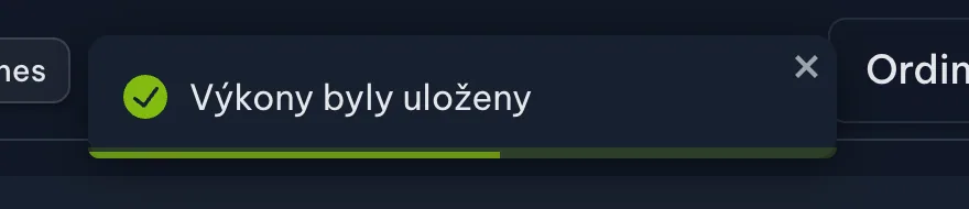 Krok 14: Program potvrdí uložení — snímek obrazovky programu