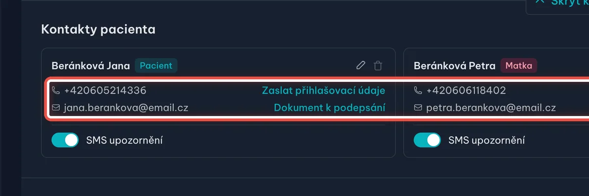 Detail — Zkontrolujte telefonní čísla