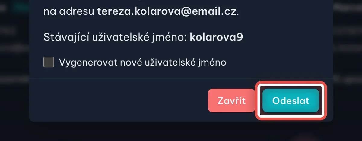 Detail — Odešlete e-mail