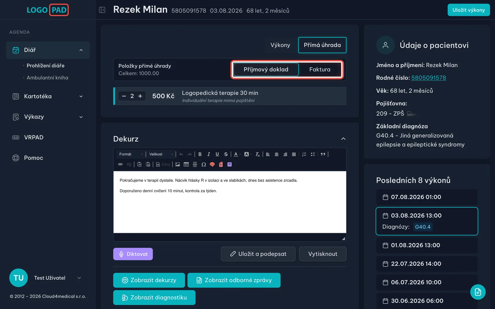 Snímek obrazovky ke kroku 14: Vyberte druh dokladu