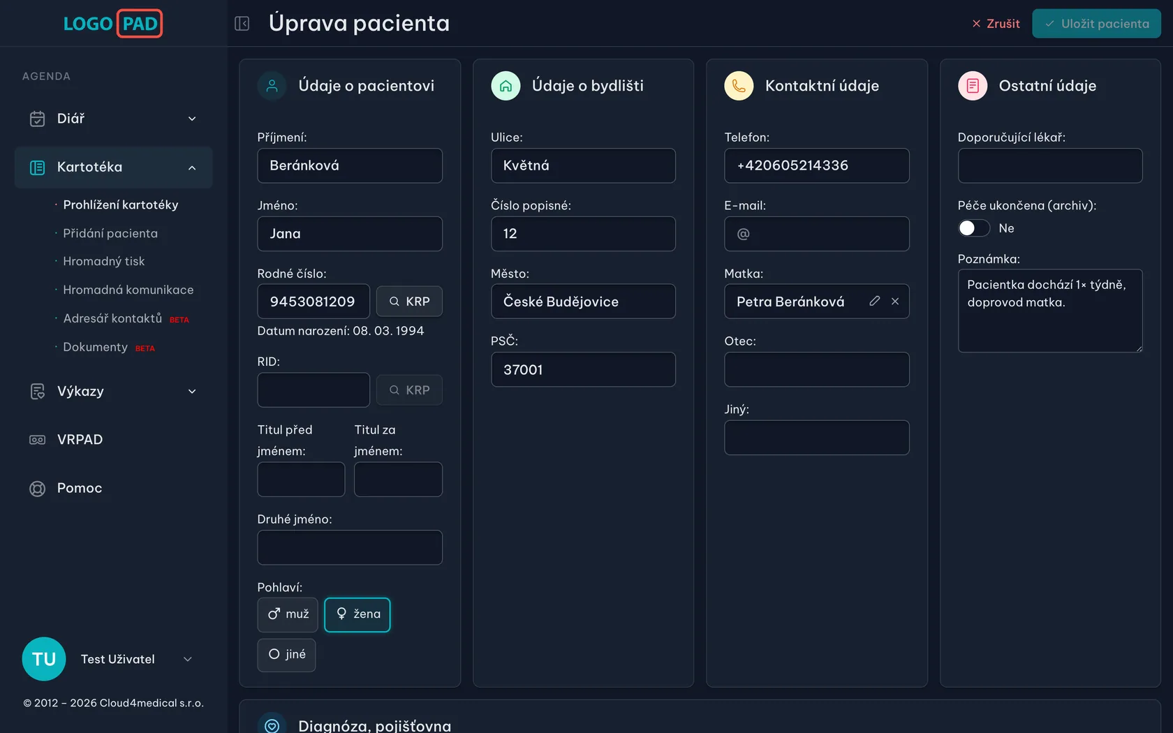 Formulář s údaji — snímek obrazovky programu, krok 21 z 27