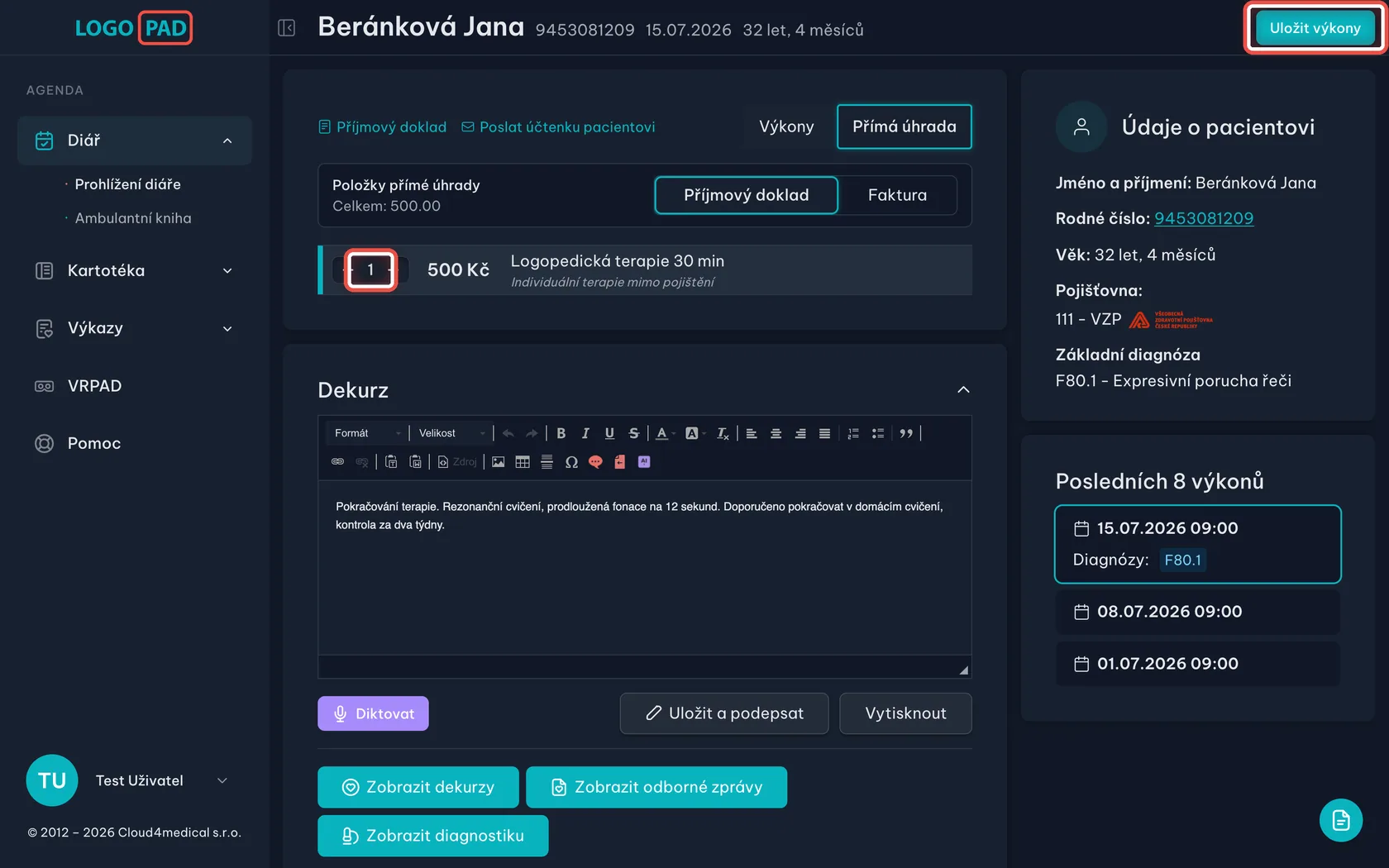 Snímek obrazovky ke kroku 3: Krok 2 — vynulujte položky a doklad se zruší