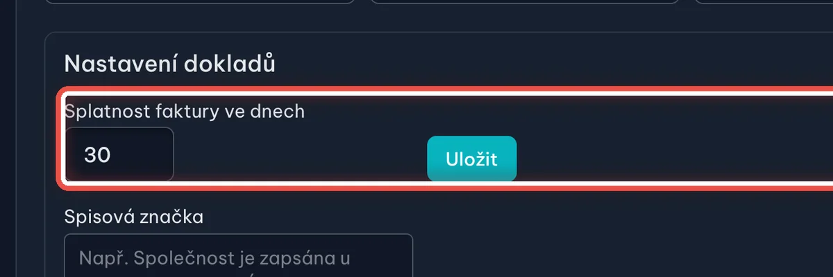 Detail — Nastavte splatnost faktury