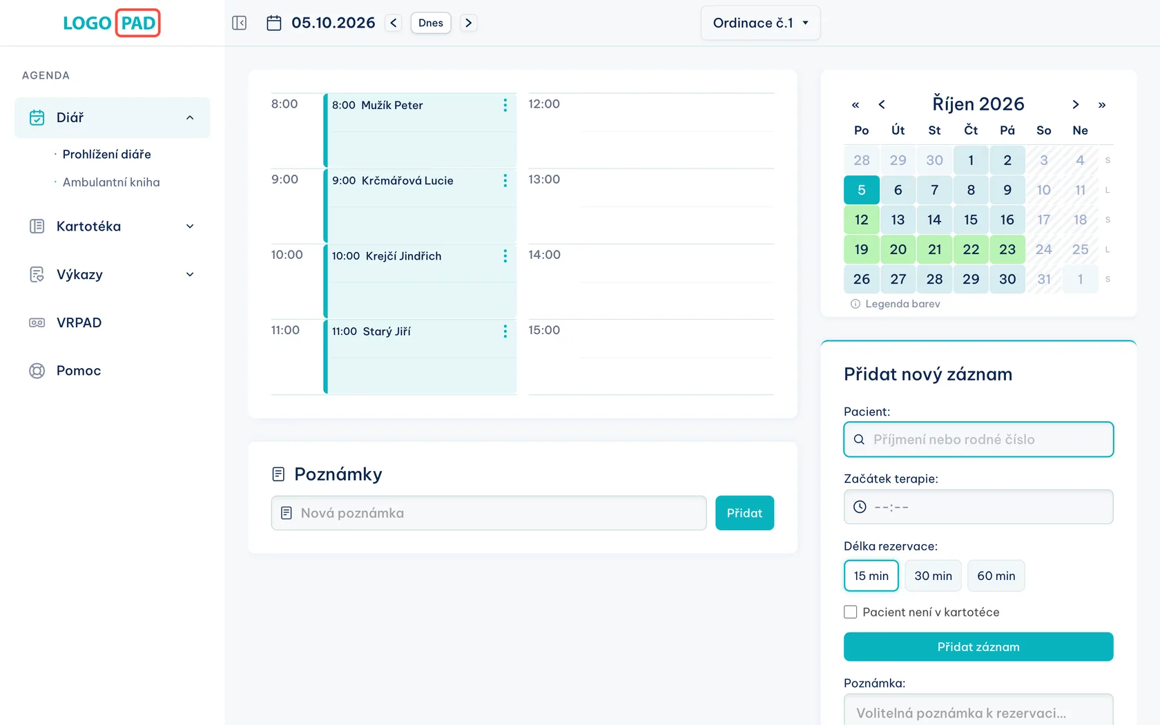 Krok 2: Co na obrazovce uvidíte — snímek obrazovky programu