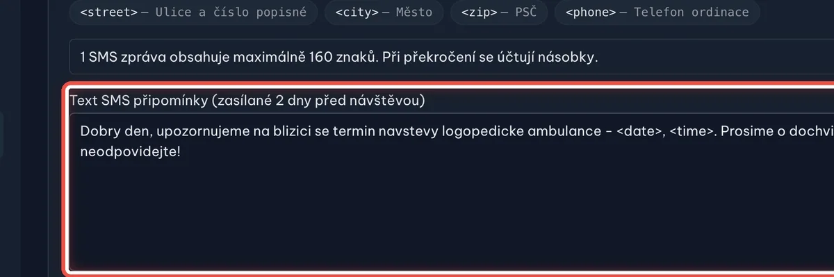 Detail — Napište text připomínky