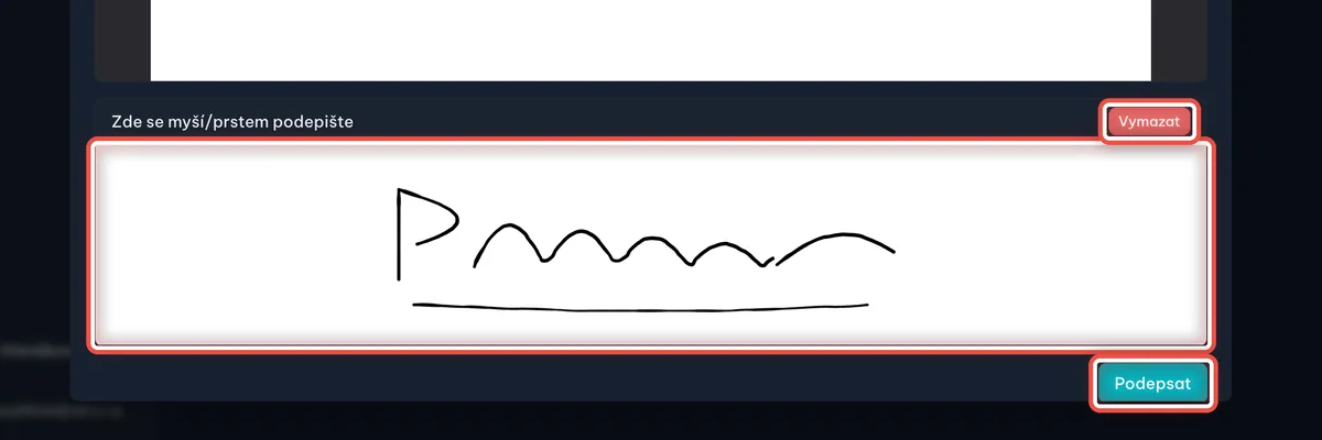 Detail — Podepište se myší nebo prstem