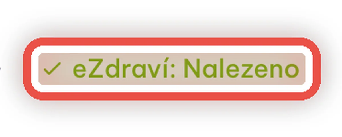 Štítek eZdraví — zvětšené místo, kam se dívat