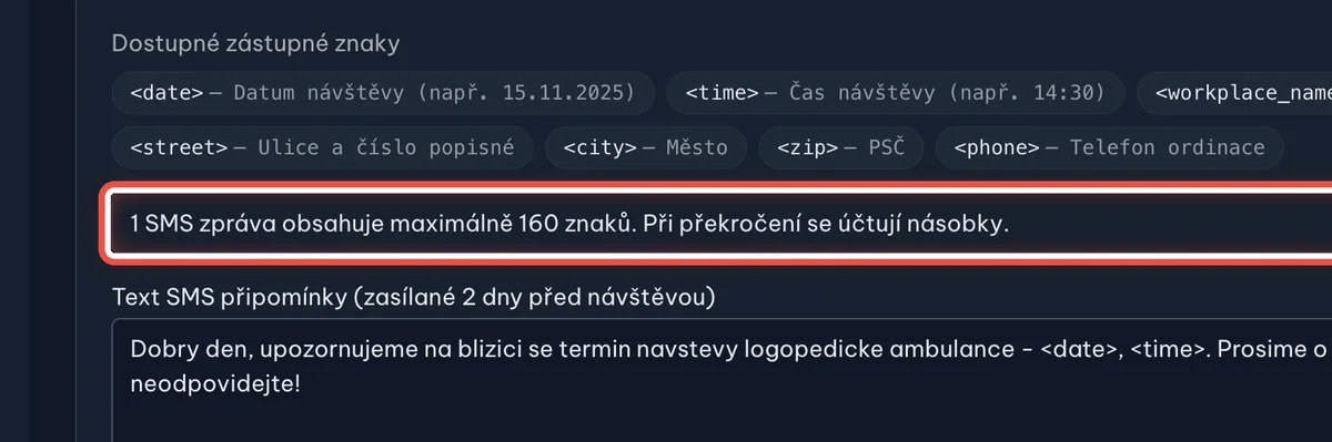 Detail — Hlídejte délku zprávy