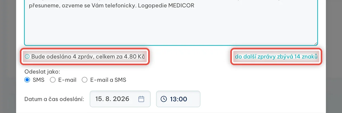 Detail — Sledujte počet zpráv a cenu