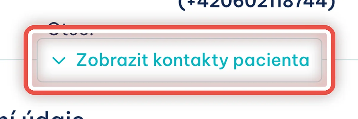 Detail — Rozbalte kontakty pacienta