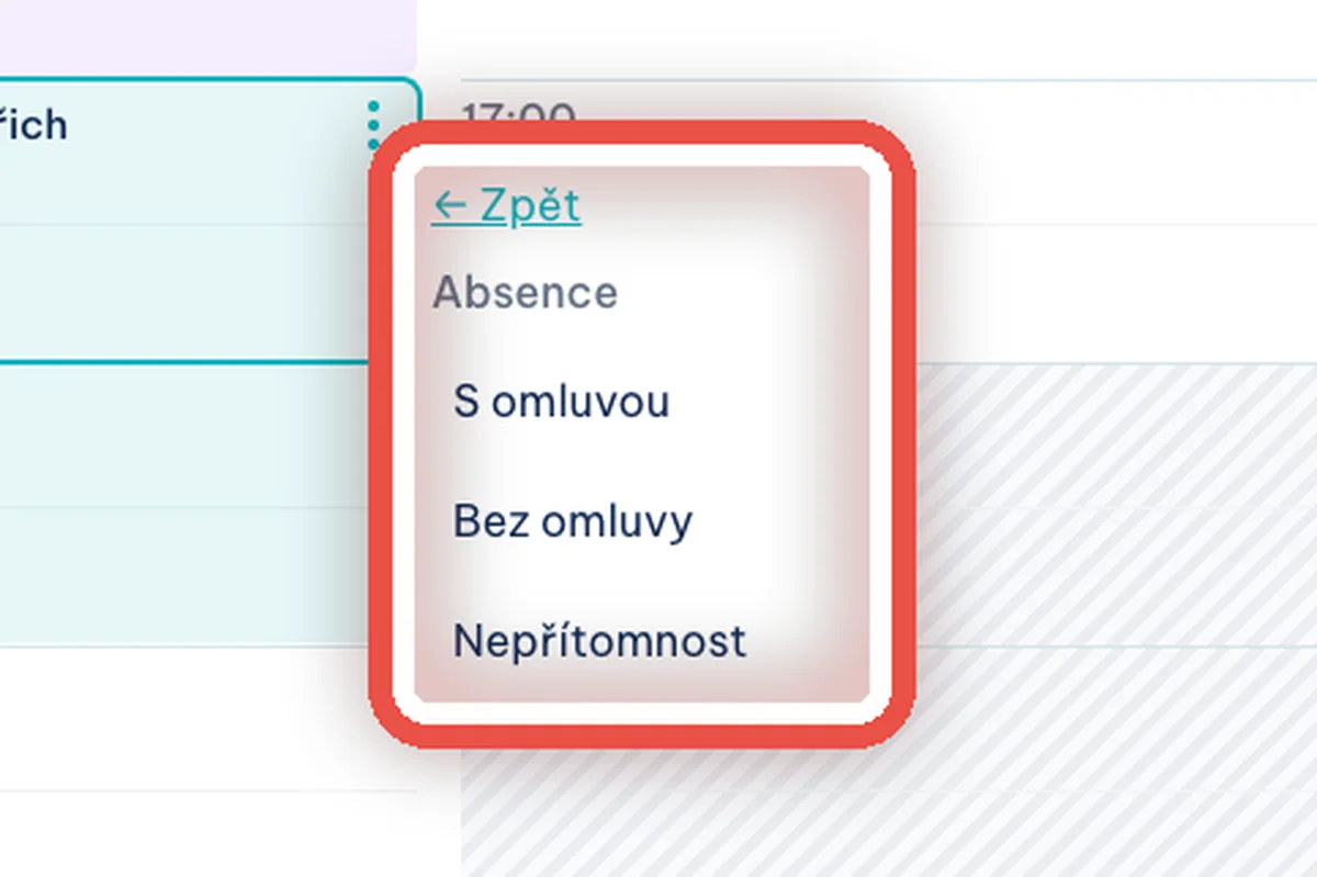 Detail — Zaznamenejte, že pacient nepřišel