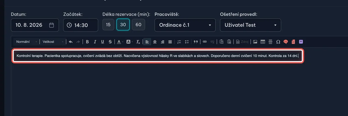 Detail — Napište text dekurzu