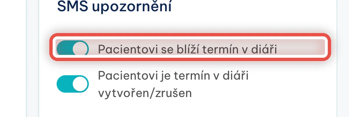 Detail — SMS o blížícím se termínu
