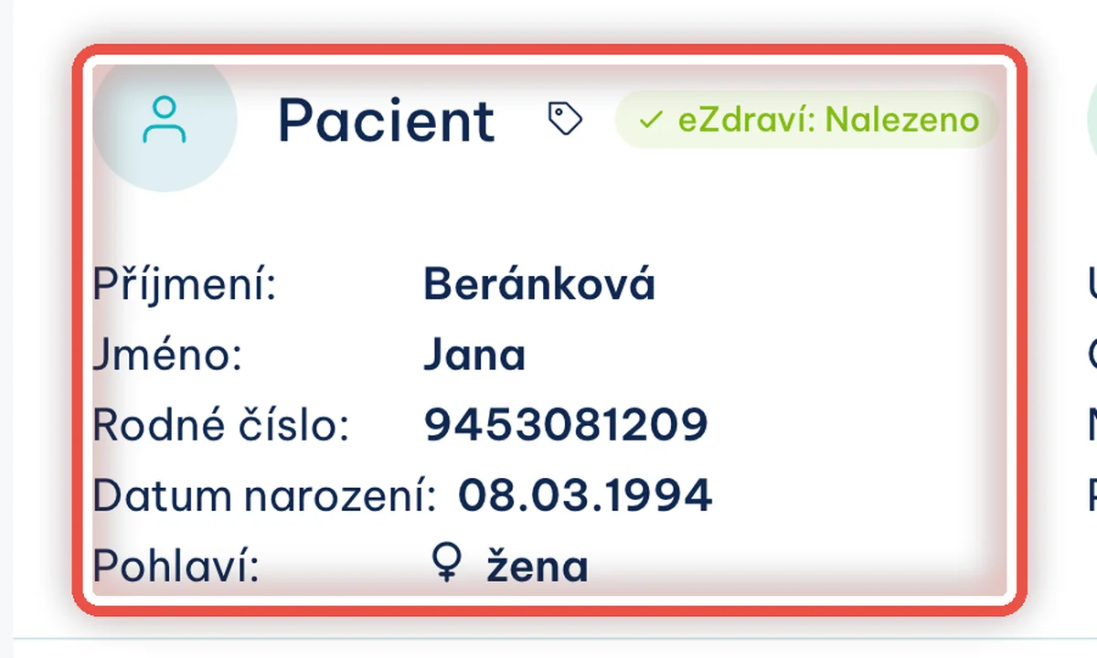 Část Pacient — zvětšené místo, kam se dívat