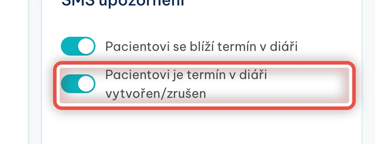 Detail — SMS o vytvoření a zrušení termínu