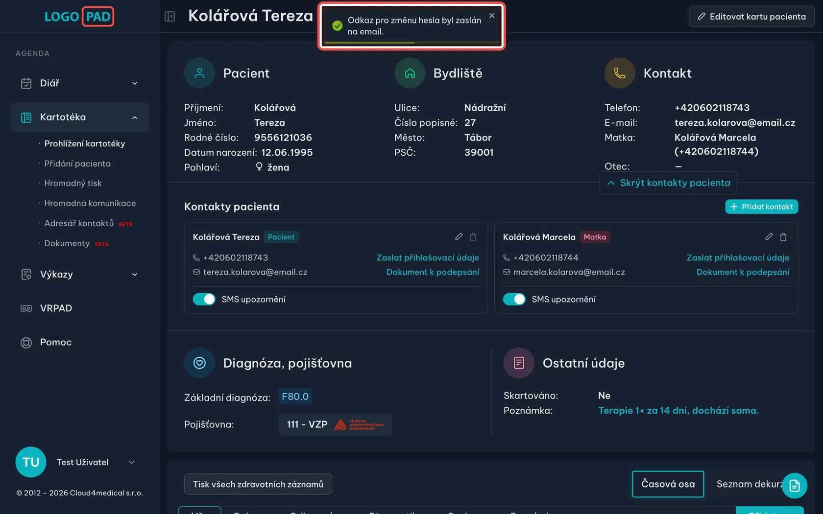 Snímek obrazovky ke kroku 5: Program potvrdí odeslání