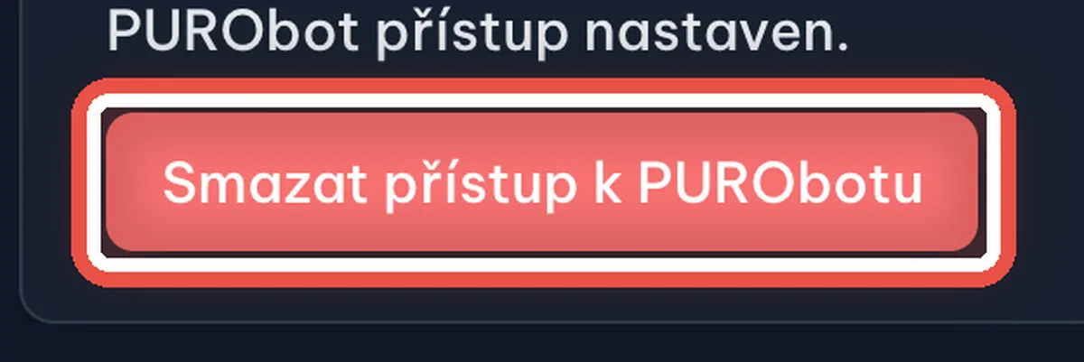 Detail — Jak propojení s PURObotem zrušit