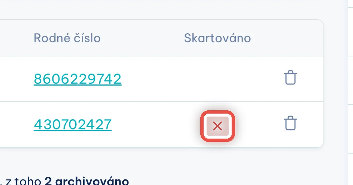 Zvětšenina místa, kam se klikne — Sloupec Skartováno