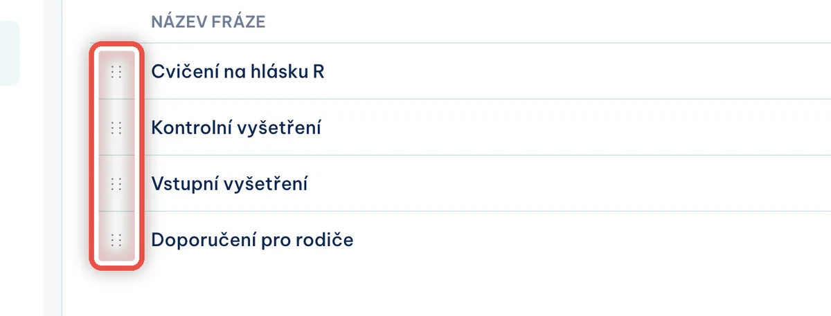 Detail — Seřaďte fráze podle sebe