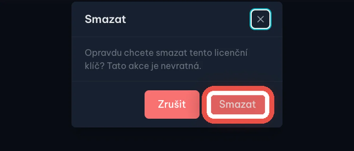 Zblízka: Potvrďte smazání