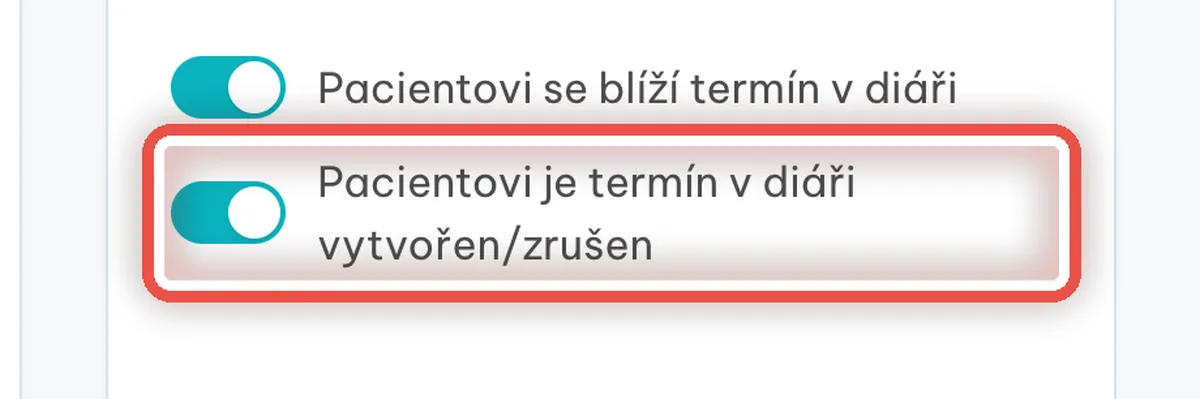 Detail — Zapněte zprávy o objednání a zrušení