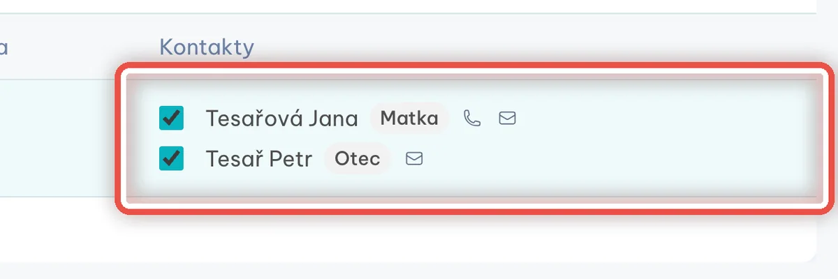 Detail — Zkontrolujte, komu zpráva půjde