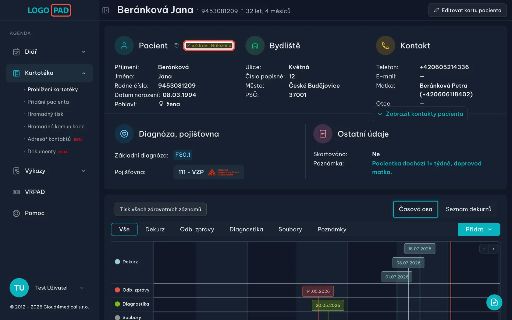 Štítek eZdraví — snímek obrazovky programu, krok 8 z 27