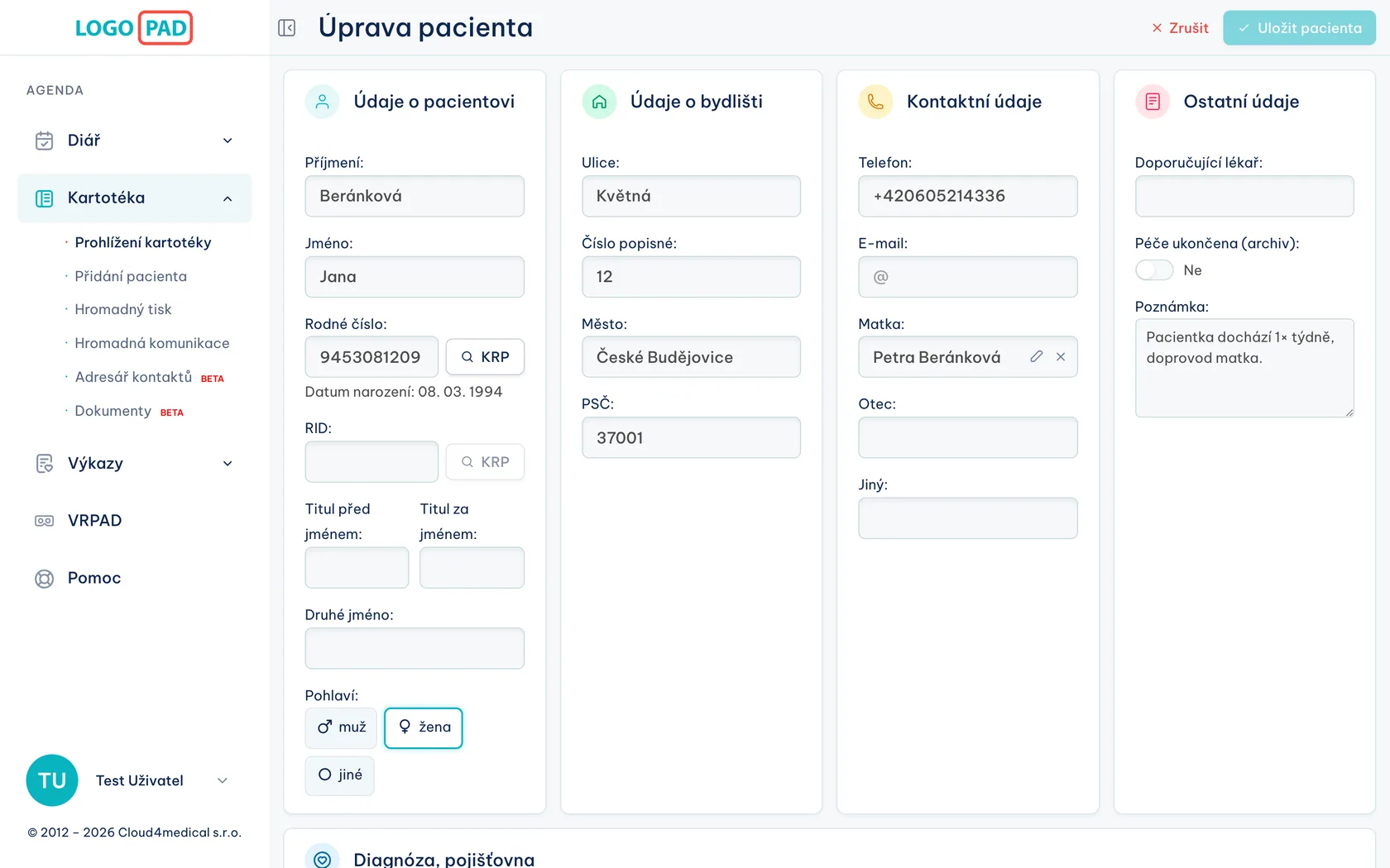 Formulář s údaji — snímek obrazovky programu, krok 21 z 27