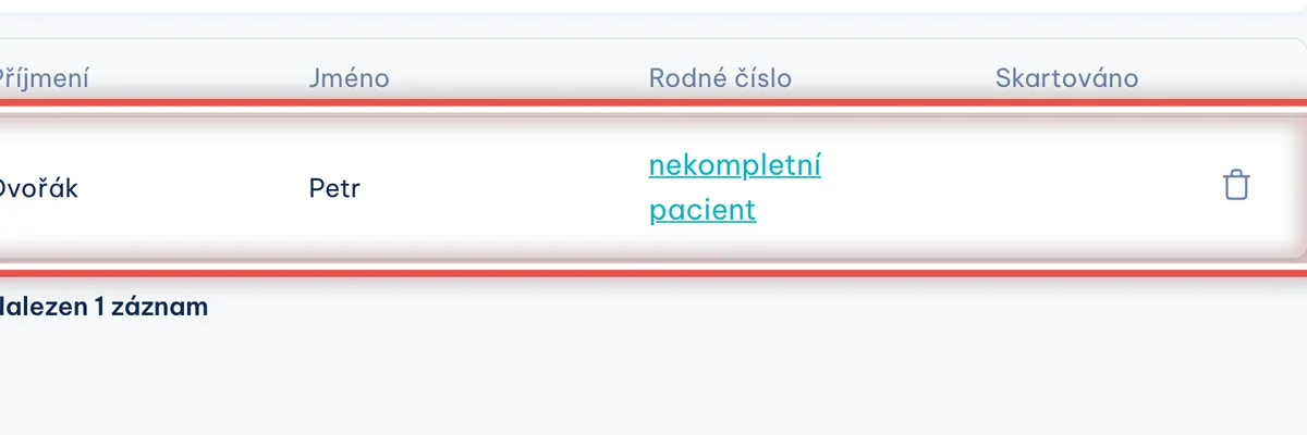 Detail — Doplňte údaje v kartotéce