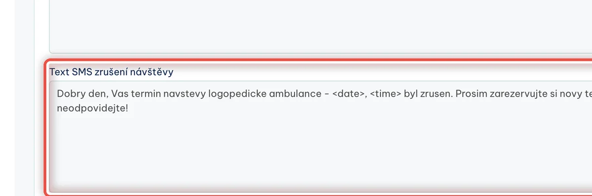 Detail — Napište text zrušení návštěvy