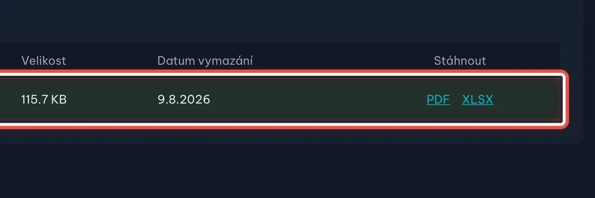 Detail — Hotové sestavy zůstanou v tabulce