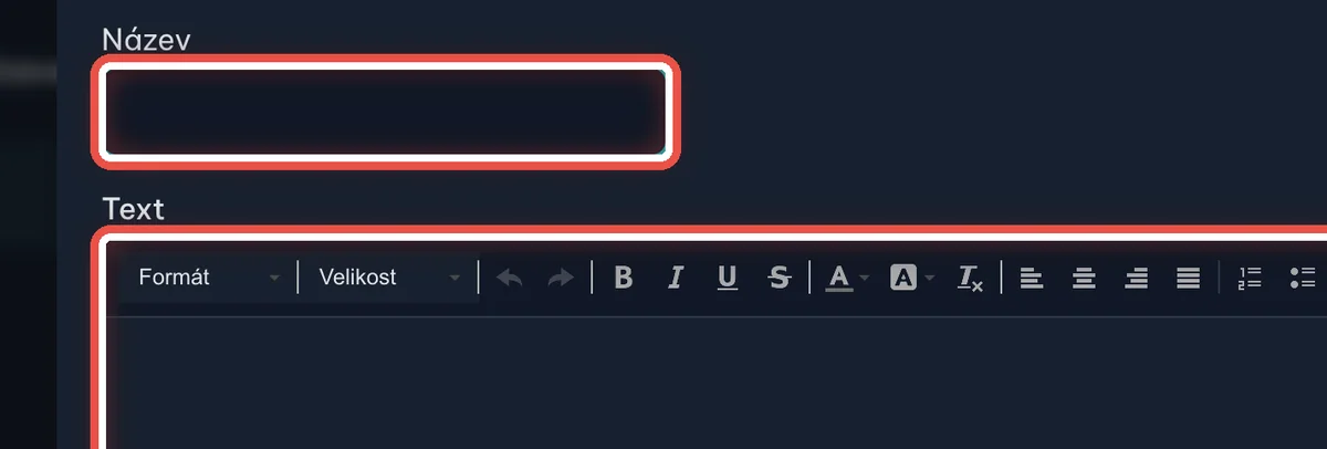 Detail — Vyplňte název a text