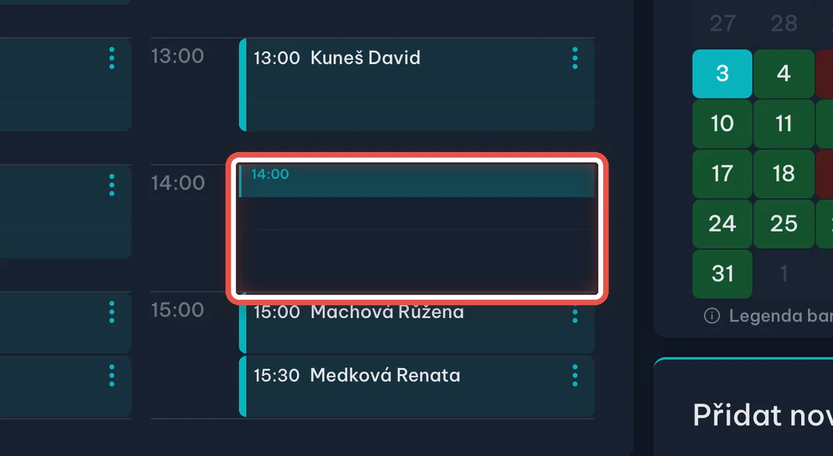 Detail — Druhý způsob: rovnou z diáře