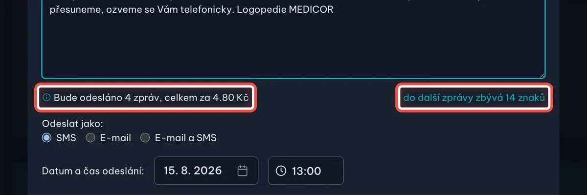 Detail — Sledujte počet zpráv a cenu
