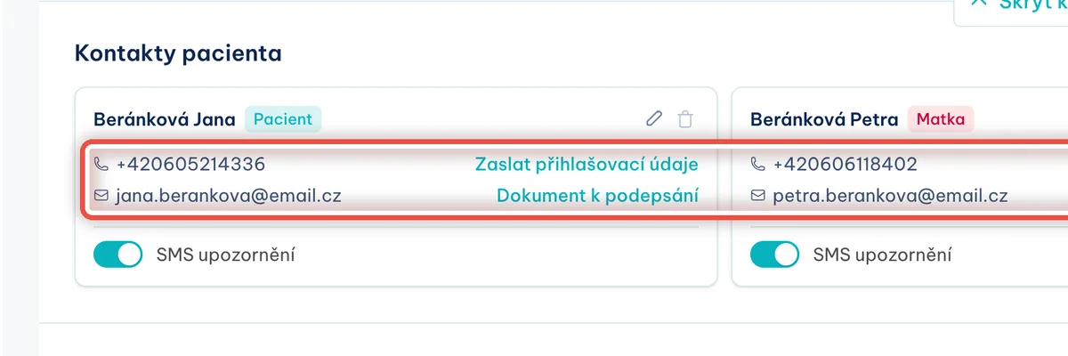 Detail — Zkontrolujte telefonní čísla