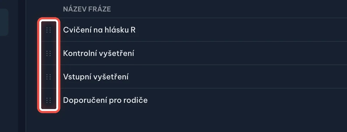 Detail — Seřaďte fráze podle sebe