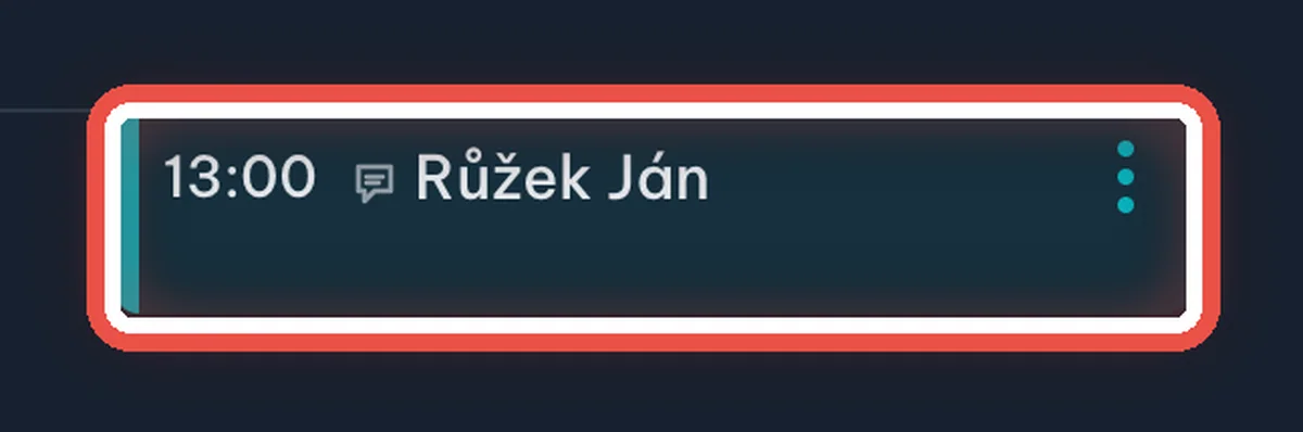 Zvětšený výřez — Hotovo — pacient je objednaný
