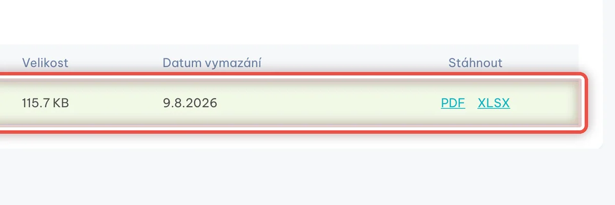 Detail — Hotové sestavy zůstanou v tabulce