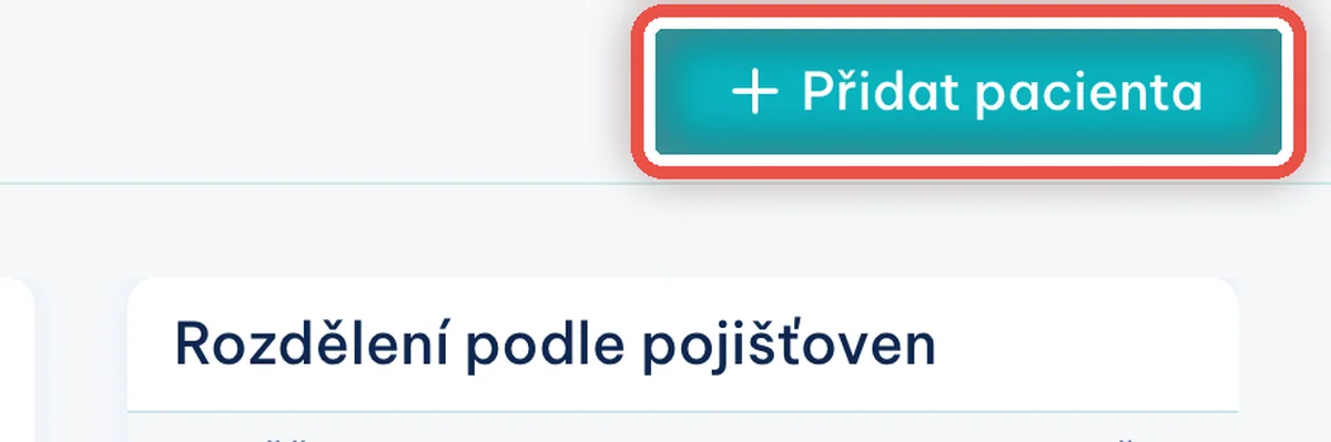 Zvětšenina místa, kam se klikne — Přidání nového pacienta