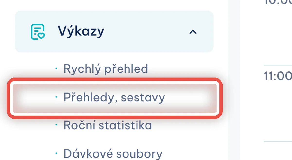 Detail — Přejděte na Přehledy, sestavy
