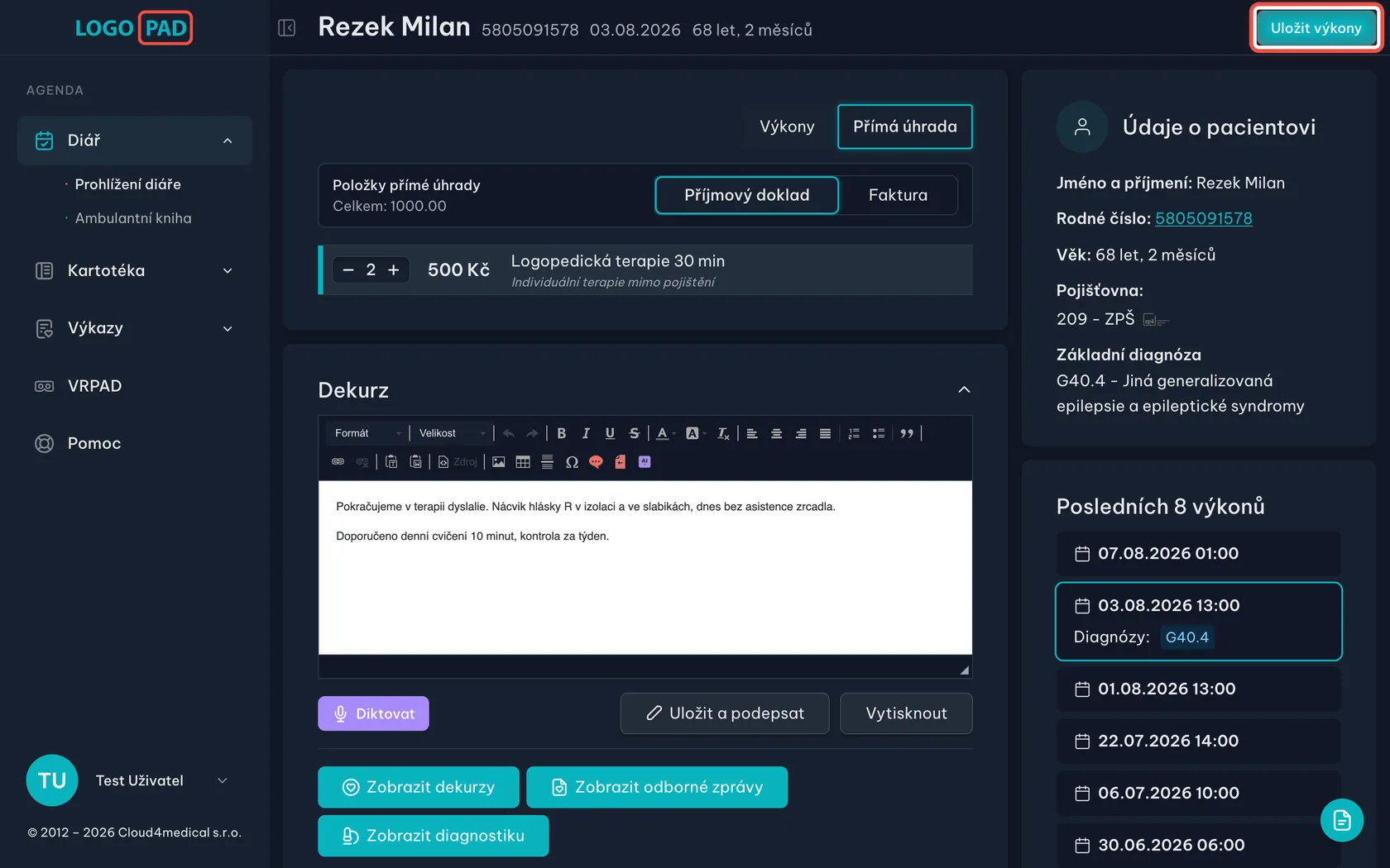 Snímek obrazovky ke kroku 15: Uložte výkony