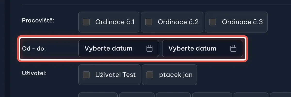 Detail — Zadejte období návštěv