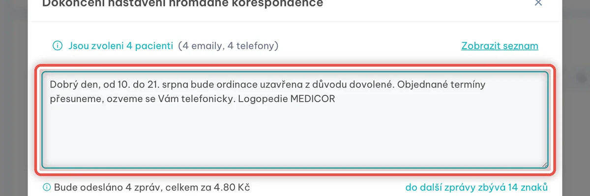 Detail — Napište text zprávy