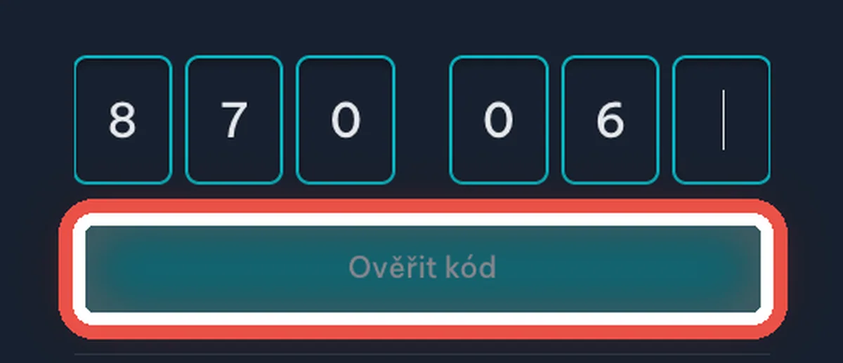 Detail — Kód se odešle sám