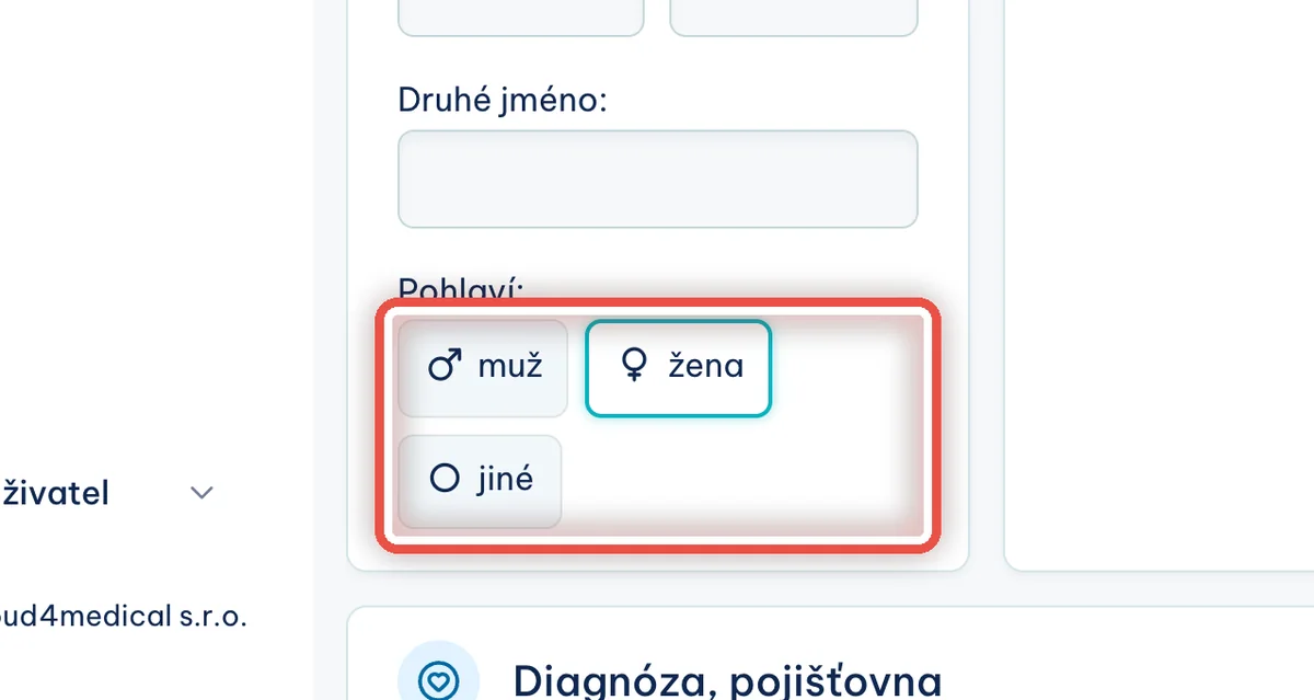 Detail — Zkontrolujte pohlaví