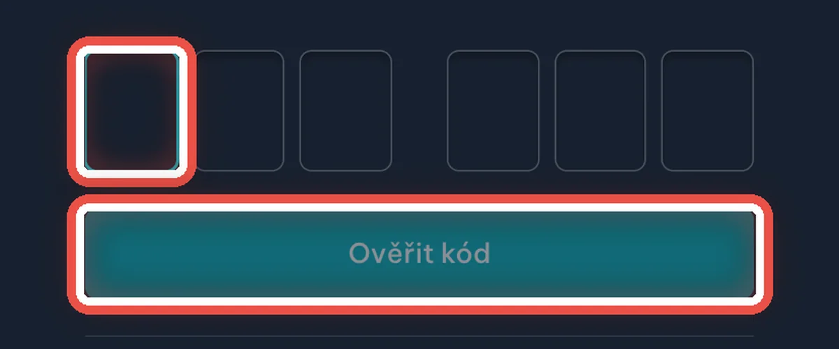 Detail — Ověření kódem z SMS